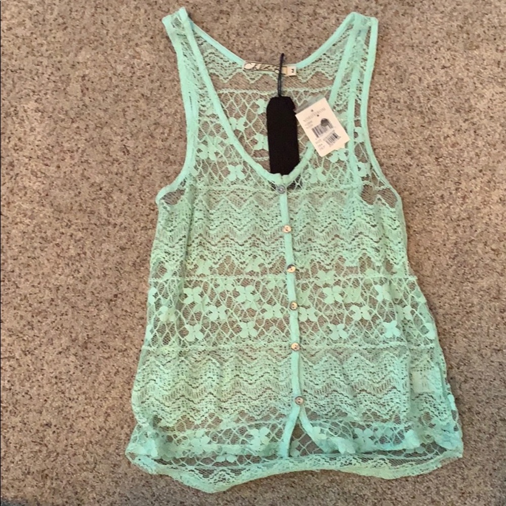 NWT Chloe K Lace Turquoise Tank Size M